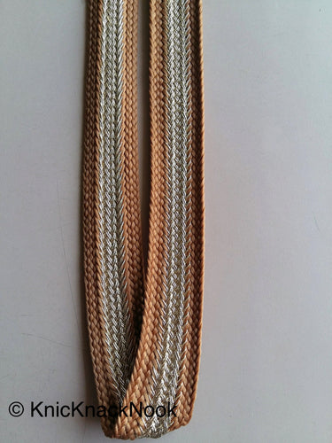 Wholesale Gold And Brown Thread Lace Trim, Approx. 25mm wide, Weave Trim